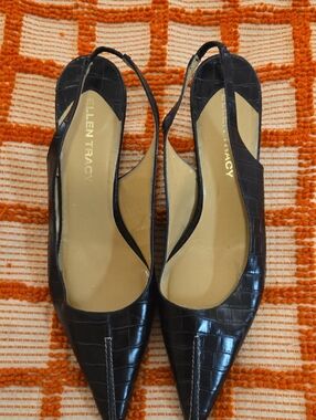 Ellen Tracy Slingback Heels Black Size 9 1/2 B